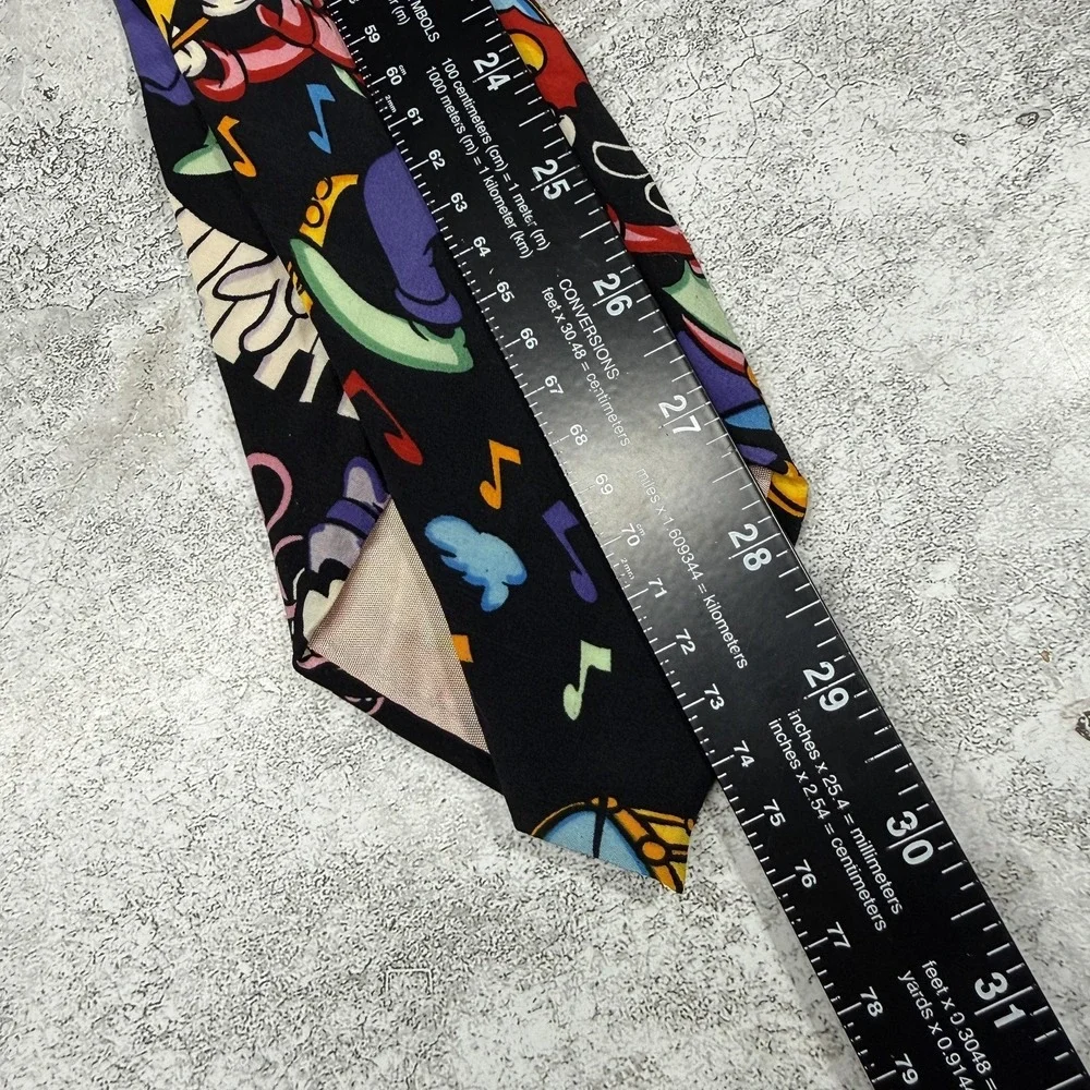 BALANCINE Silk Tie Mens OS Goofy Black Music Piano Pointed‎ Made IKorea Necktie
